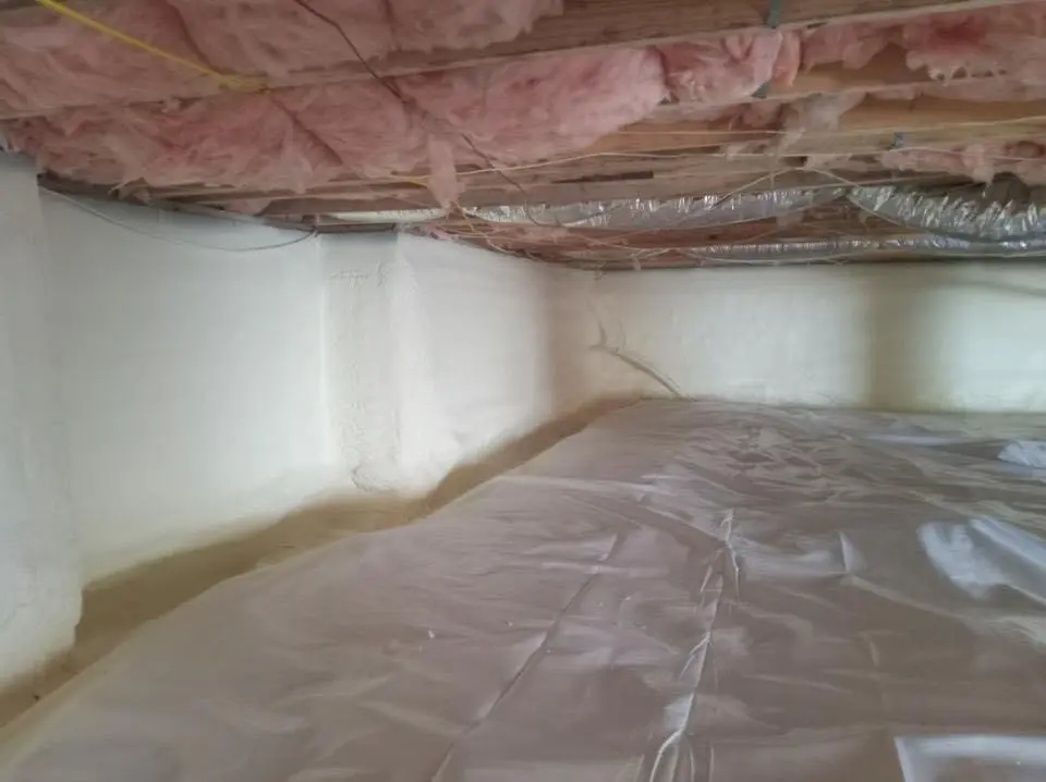 Crawl space encapsulation with closed-cell spray foam for Flat Roof Repair in Wright